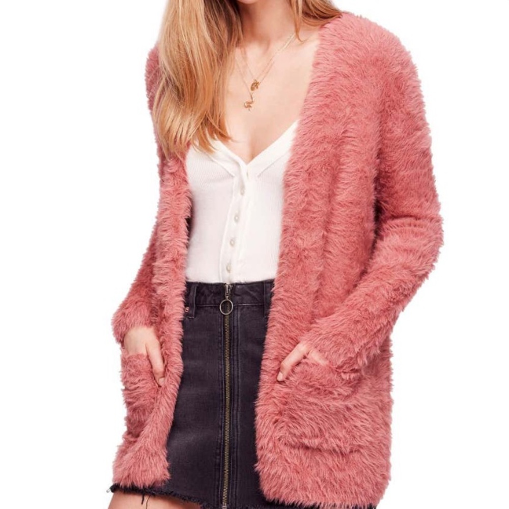Free people faux fur cardigan